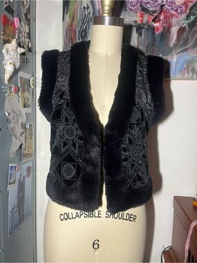 Faux Fur Embroidered Vest